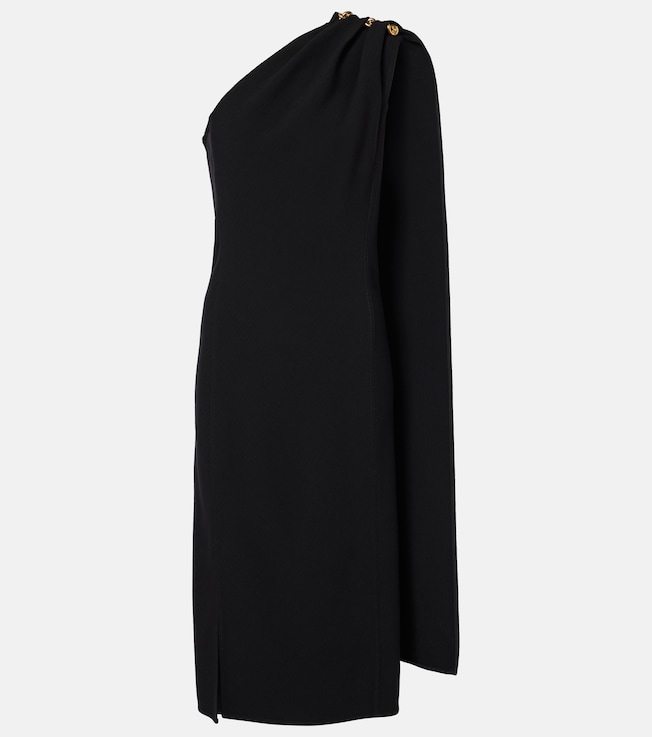 One-shoulder crêpe midi dress