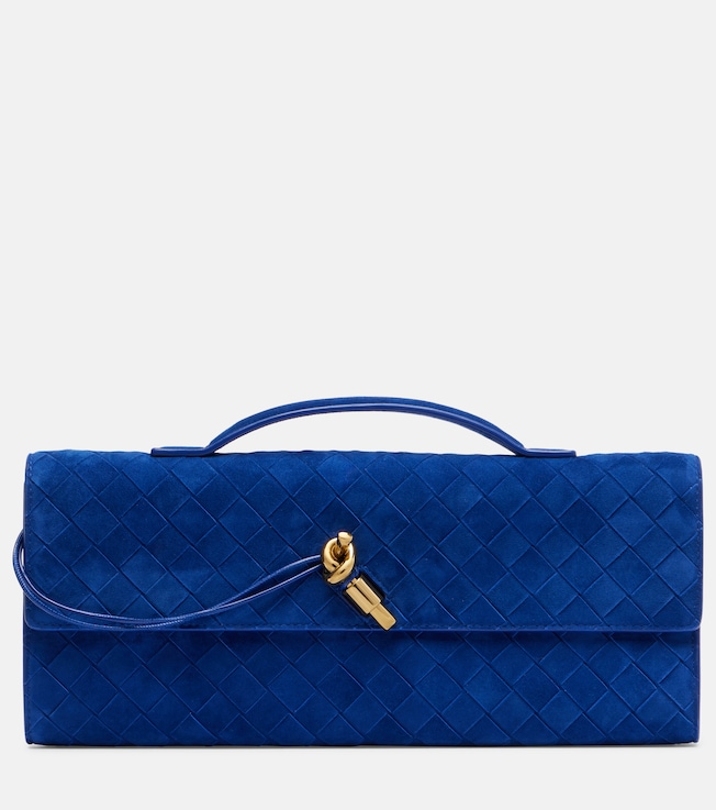 Intrecciato suede clutch