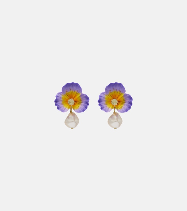 Embellished floral drop earrings