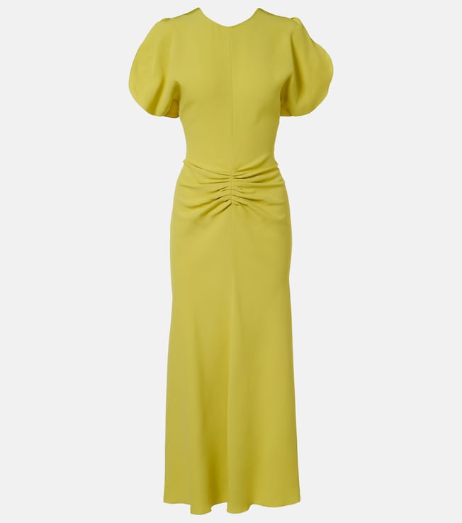 Bela gathered crêpe satin midi dress