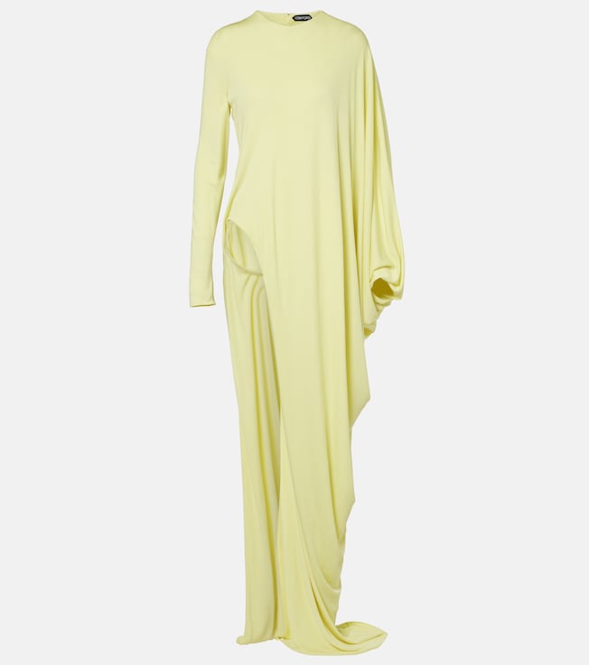 Asymmetric crêpe jersey maxi dress