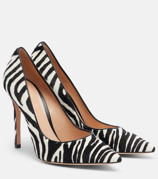 Gianvito zebra-print calf hair pumps