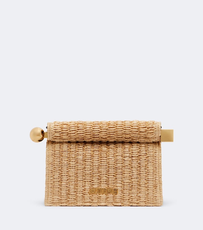 Rond Carré Small raffia-effect clutch