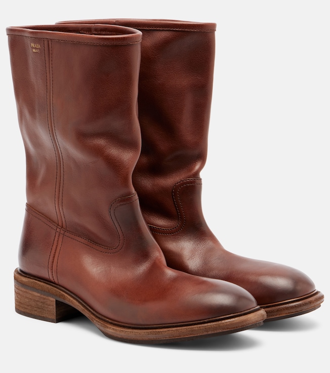 Leather mid-calf boots