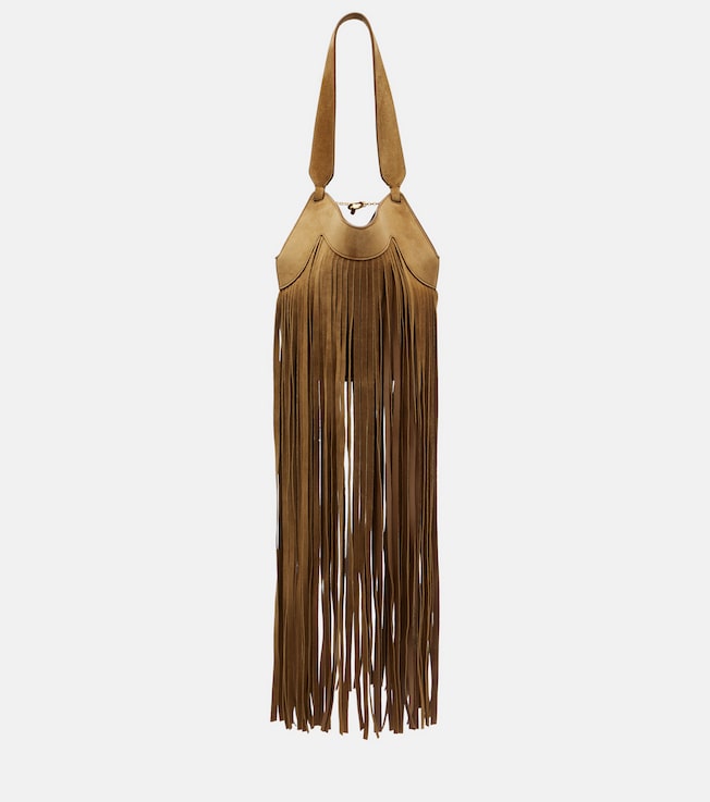 Lotus Nano fringed suede tote bag