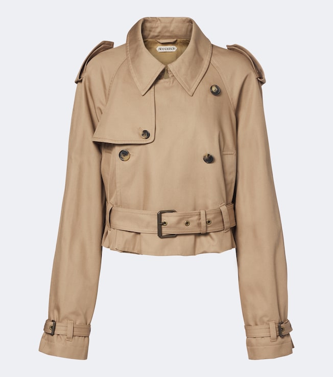 Cropped cotton trench coat