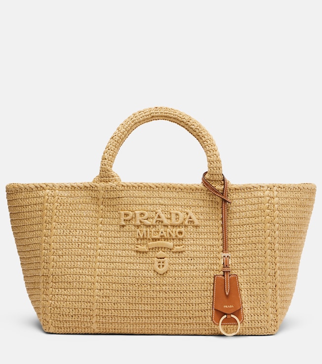 Medium raffia-effect shopper