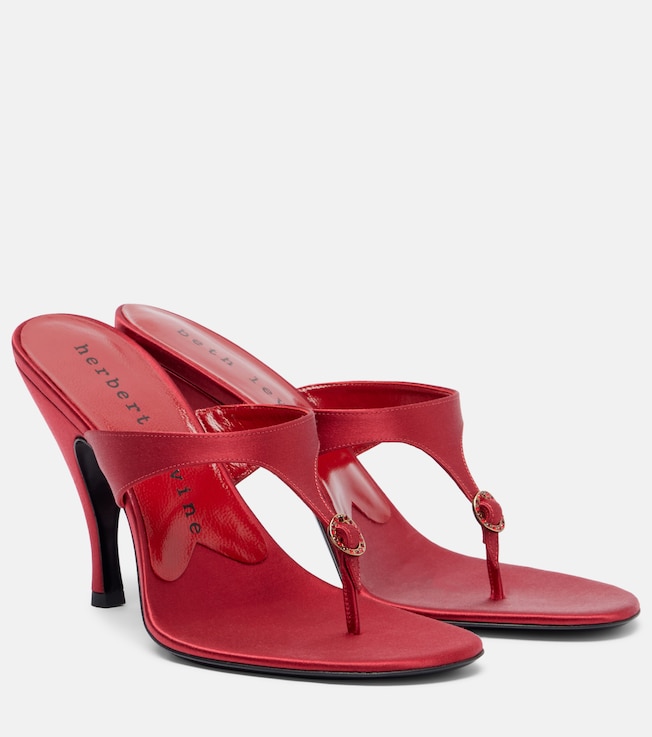 Kiss And Tell embellished satin thong sandals