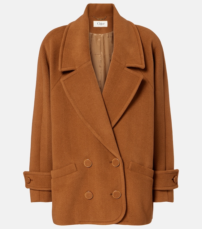 Double-breasted virgin-wool coat