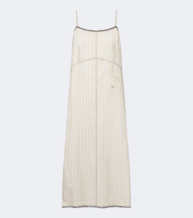 Bow-detail striped midi dress