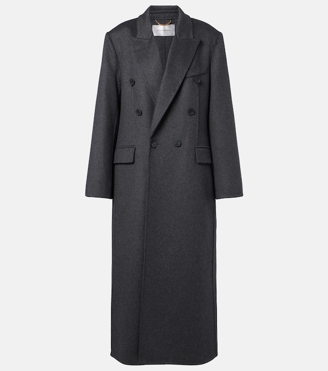 Double-breasted wool-blend coat