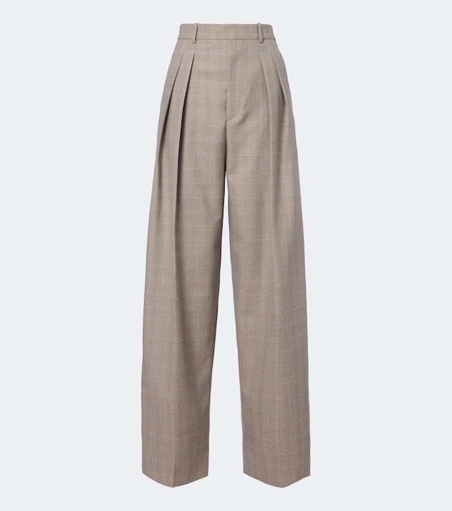 Prince of Wales check wool wide-leg pants