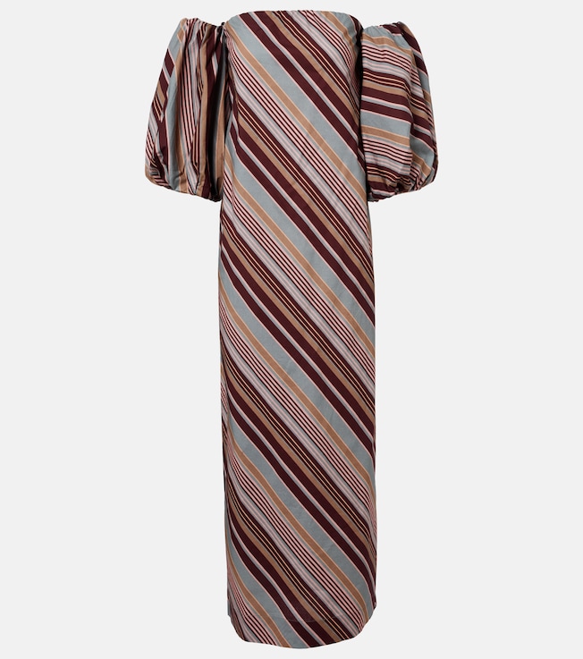 Adriana Degreas Striped off-shoulder cotton-blend maxi dress