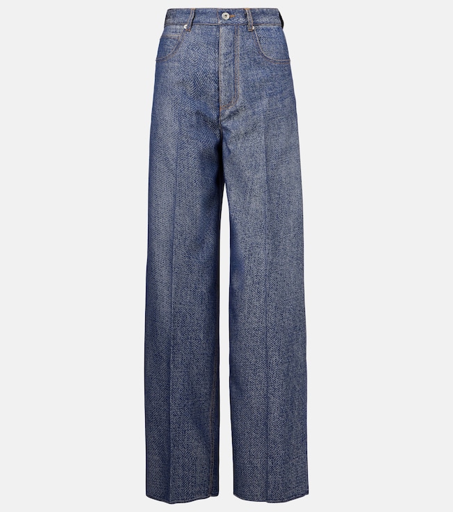 Trompe l'œil wool and cotton wide-leg pants