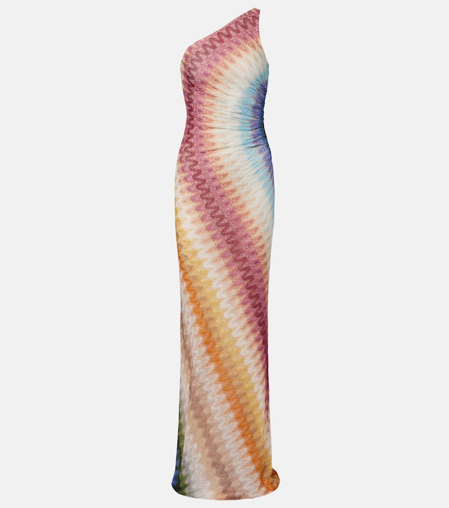 Gathered one-shoulder maxi dress