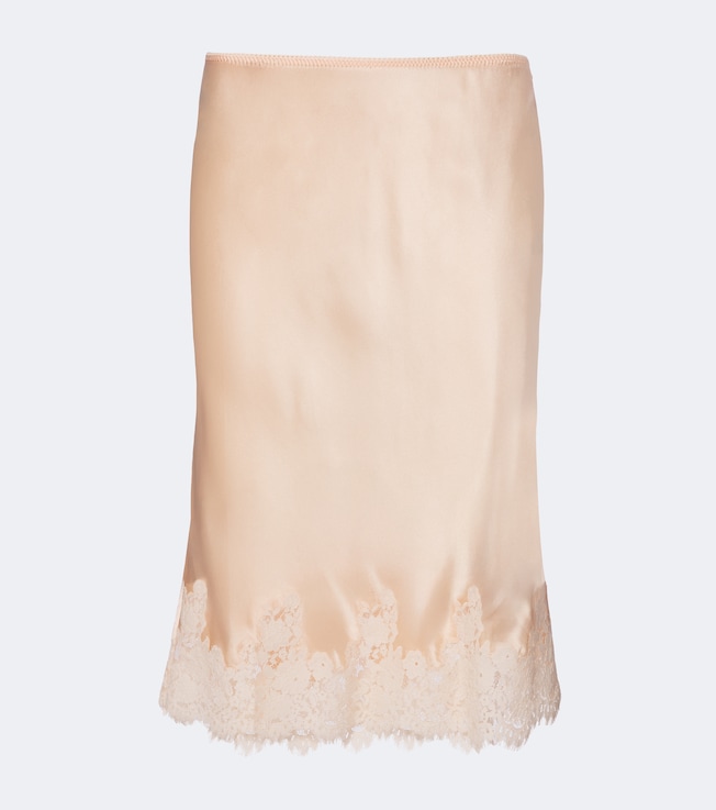 Elowette lace-trimmed silk satin slip skirt