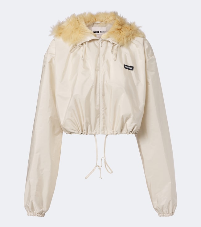Cropped shearling-trimmed jacket
