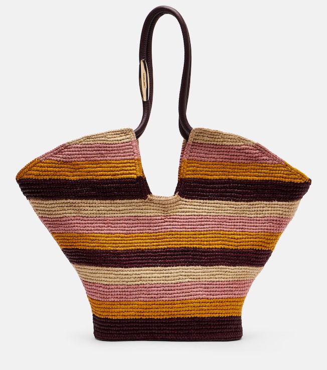 Goldentime Large raffia tote bag