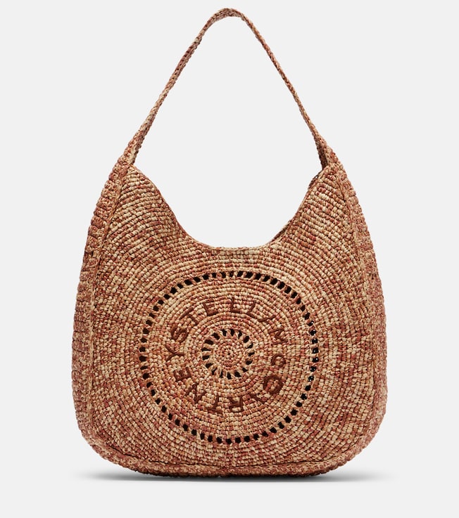 Logo Small raffia shoulder bag