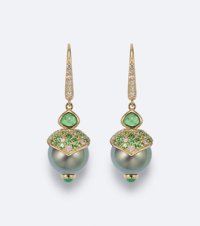 Servera 18kt gold drop earrings with gemstones