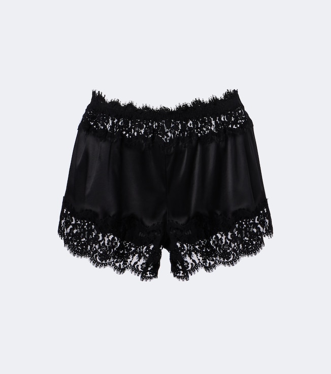 Lace-trimmed silk and cotton-blend shorts