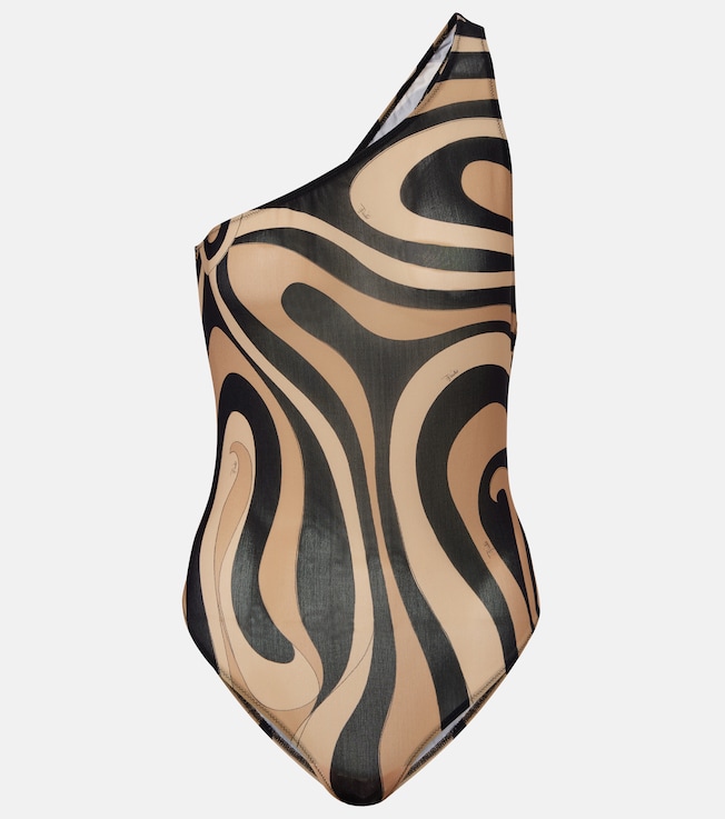 Pucci Marmo one-shoulder mesh swimsuit