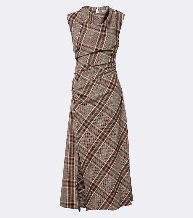Burke draped plaid midi dress