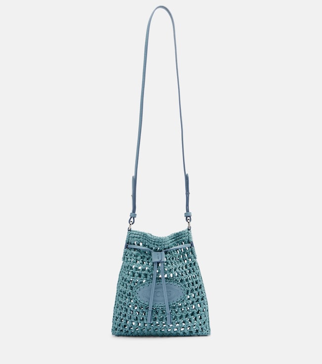 EBL Mini raffia-effect bucket bag