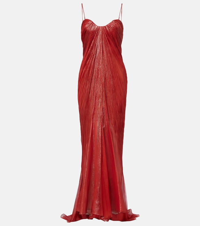 Victoria pleated silk muslin bustier gown