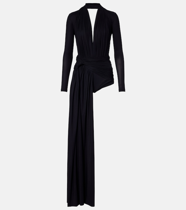 Asymmetric draped minidress