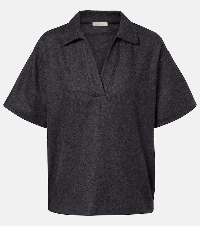 Asceno Modena wool and cashmere flannel polo shirt