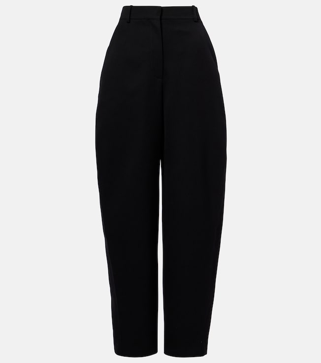 Cocoon wool grain de poudre barrel-leg pants