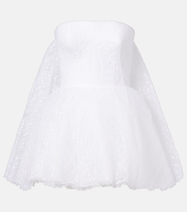 Caped lace bustier dress