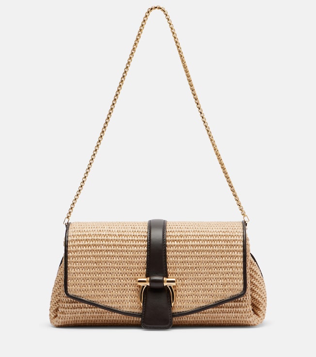 Ferragamo Mia Small raffia shoulder bag