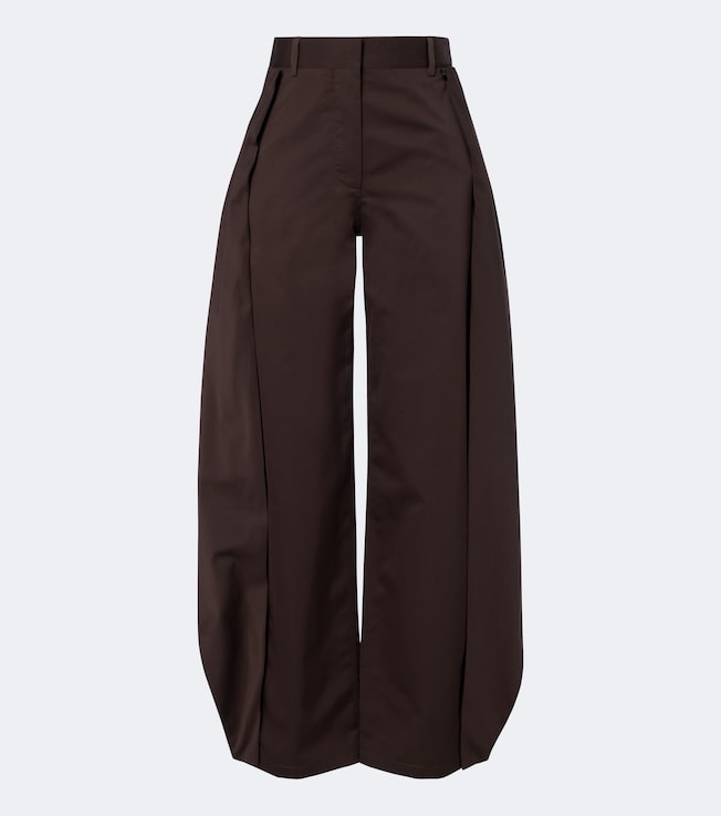 Cotton and silk gabardine barrel-leg pants