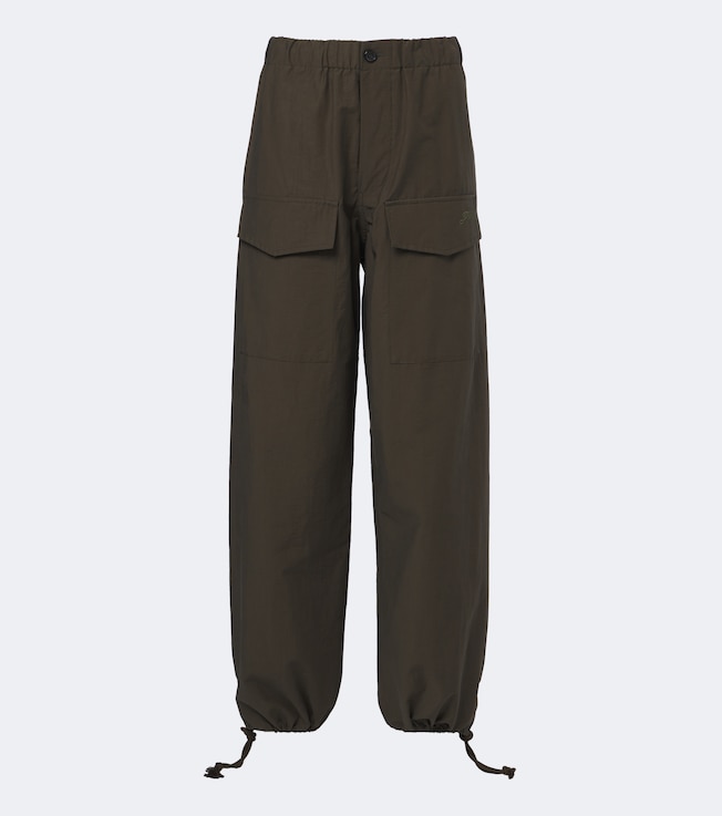 Cotton-blend wide-leg pants