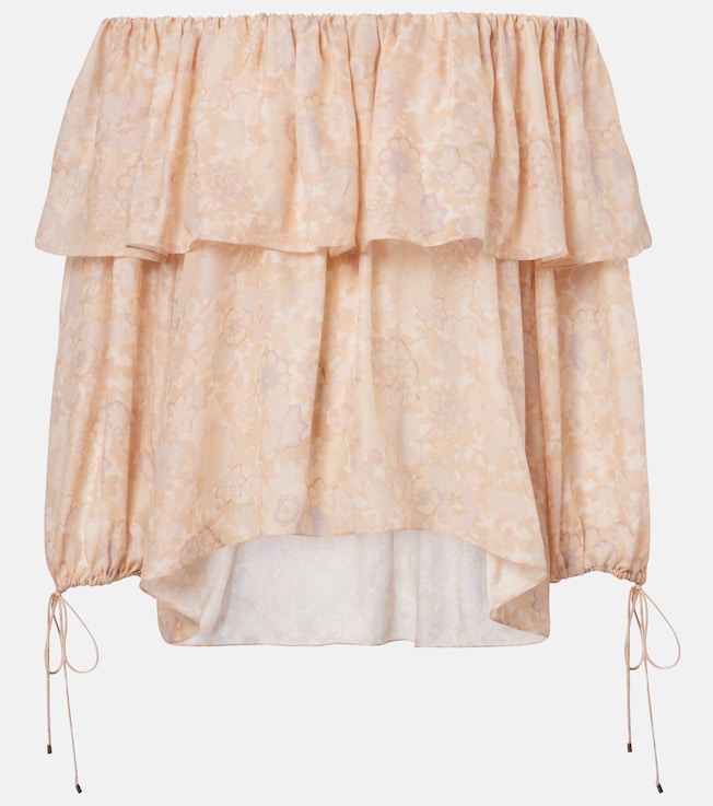 Floral silk charmeuse top
