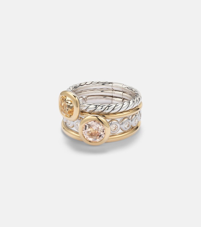 DY Mercer® 18kt gold and sterling silver ring with gemstones