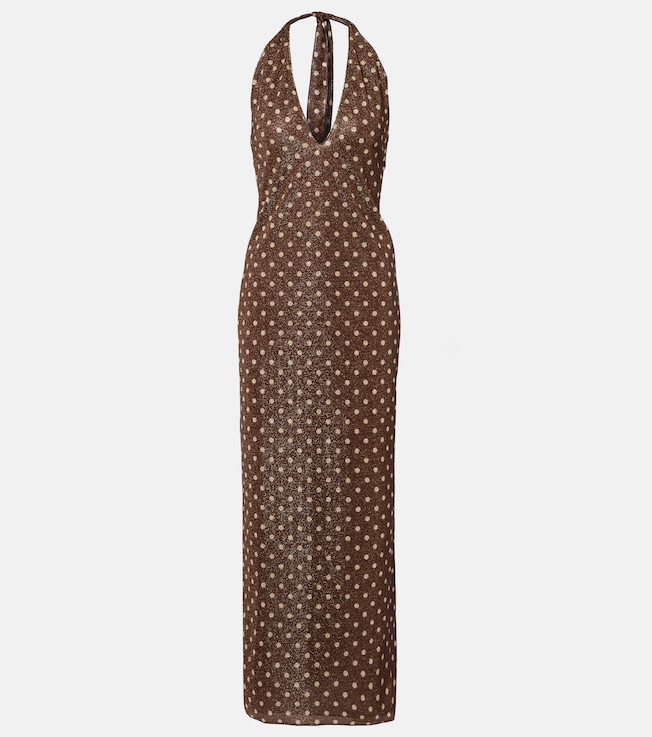 Oséree Lumière polka-dot halterneck maxi dress