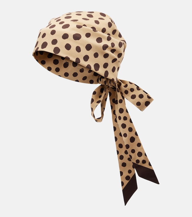 Polka-dot cotton and silk head wrap