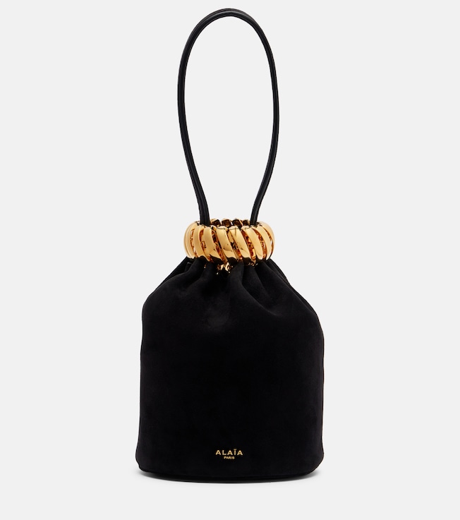Motion Mini embellished suede top-handle bag