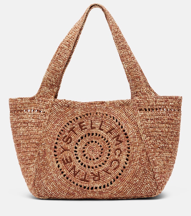 Logo raffia tote bag