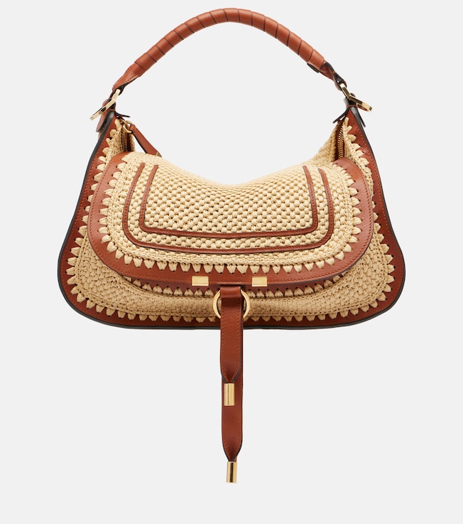 Marcie Small raffia-effect shoulder bag