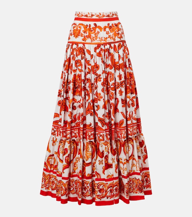 Majolica cotton poplin maxi skirt