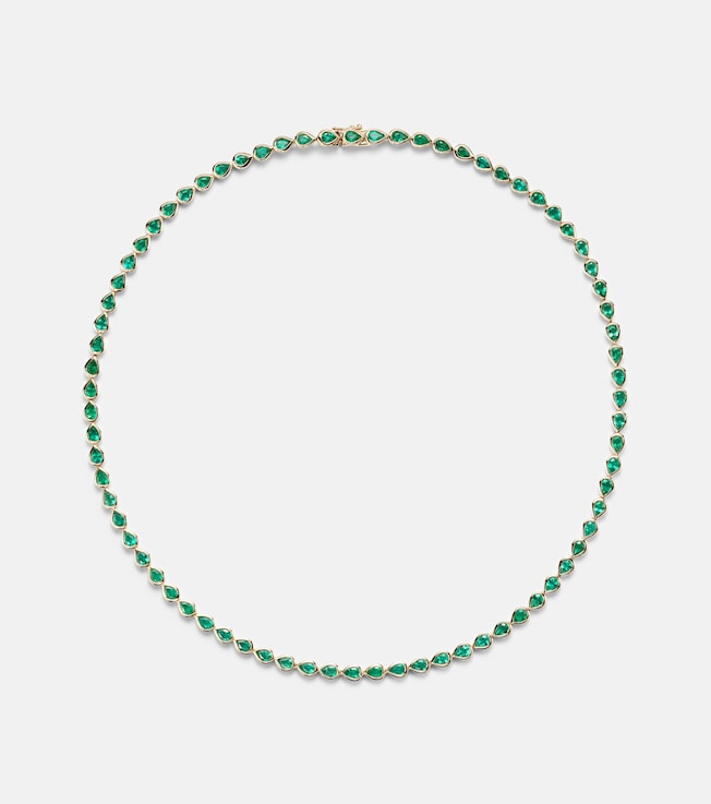 18kt gold choker with emeralds