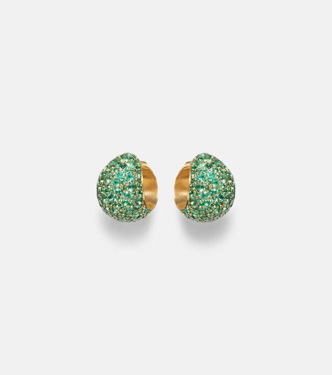 Icon Poppy 18kt gold hoop earrings with emeralds