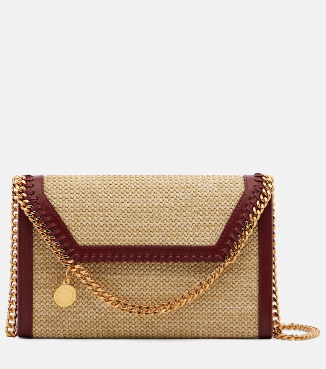 Falabella raffia-effect wallet on chain