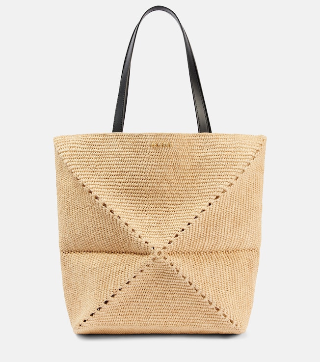 Paula's Ibiza Puzzle Fold XL raffia tote bag