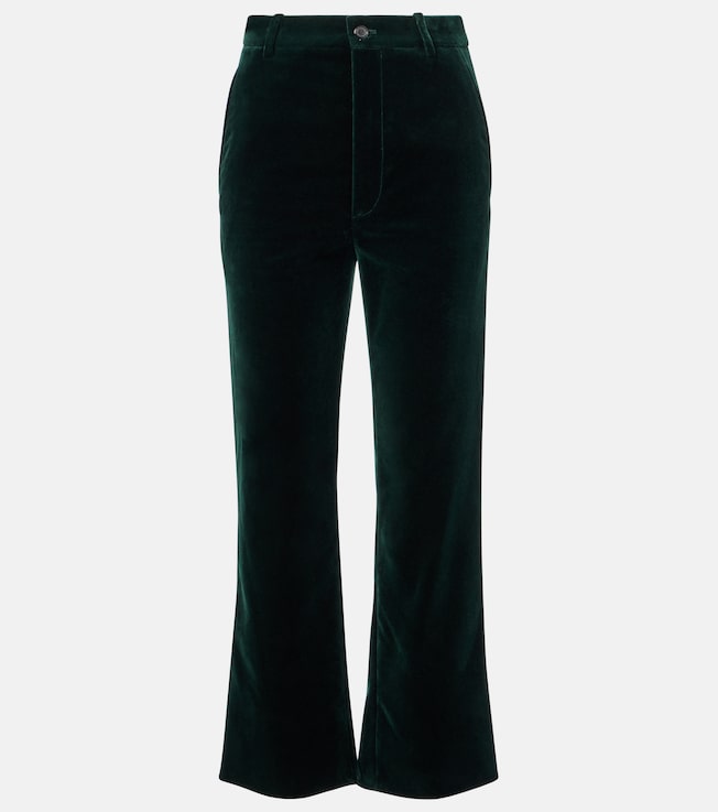 Cotton velvet straight pants