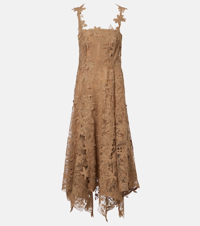 Floral guipure lace midi dress